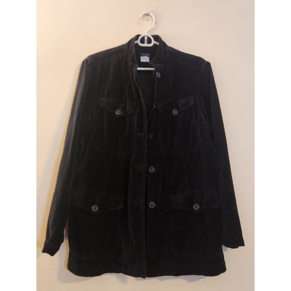 American Colors Women's Size Medium Black Velvet/Velour Button Up Y2K Jacket